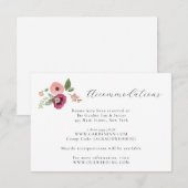 Boho  Roze Bloemen Trouwdetails Kaart (Voorkant / Achterkant)