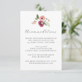 Boho  Roze Bloemen Trouwdetails Kaart (Staand voorkant)