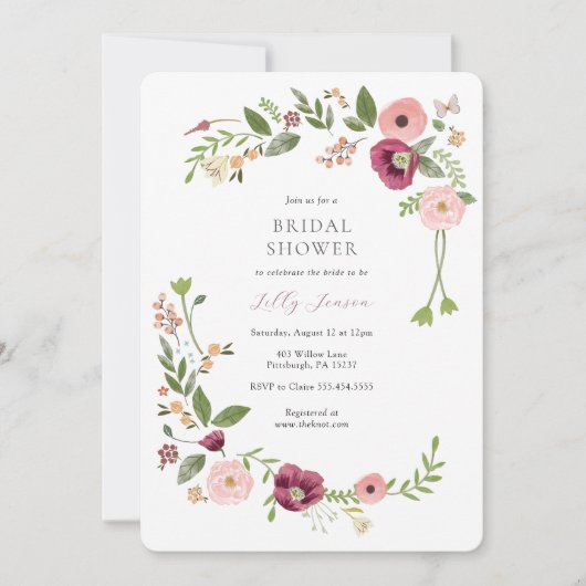  Boho Roze Bloemen Vrijgezellenfeest Kaart (Voorkant)