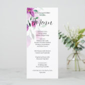 Boho Roze Bloemen Waterverf Handgeschilderd Menu (Staand voorkant)