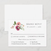  Boho Roze Bloemen Wedding Response Kaart (Voorkant / Achterkant)