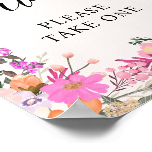 Boho Roze Bloemen Wildflowers Favors Vrijgezellenf Poster (Hoek)