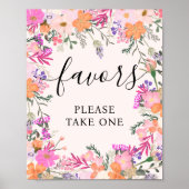 Boho Roze Bloemen Wildflowers Favors Vrijgezellenf Poster (Voorkant)