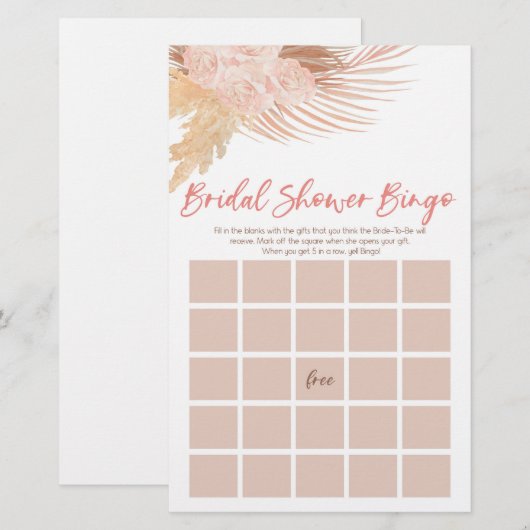 Boho roze bloemenbingo Vrijgezellenfeest spel Briefpapier (Voorkant / Achterkant)