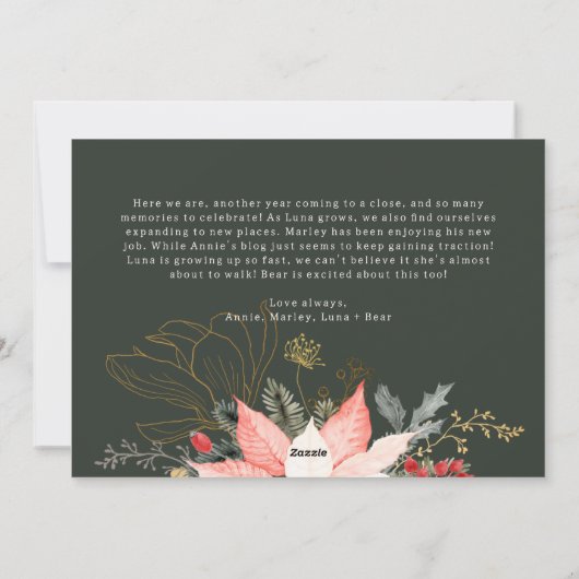 Boho roze bloemenboog vreugde in alle dingen vijf feestdagenkaart (Achterkant)