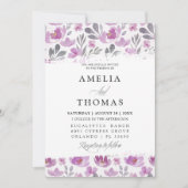 Boho roze bloemenbruiloft uitnodiging (Voorkant)