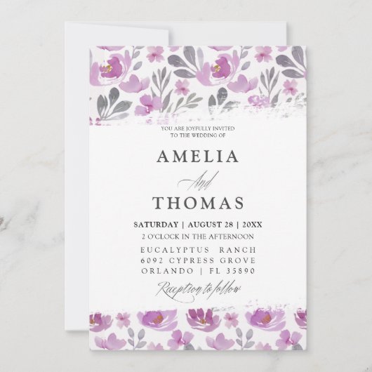 Boho roze bloemenbruiloft uitnodiging (Voorkant)