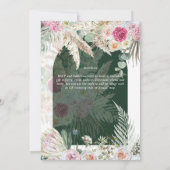 Boho Roze Bloemengras Trouwen Kaart (Achterkant)