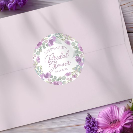 Boho Roze Bloemenkrans Bruidsdouche Ronde Sticker