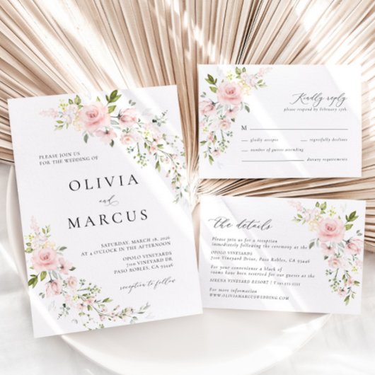 Boho roze bloemenolijf elegante bruiloft RSVP-kaar RSVP Kaartje