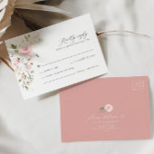 Boho roze bloemenolijf elegante bruiloft RSVP-kaar RSVP Kaartje