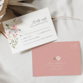 Boho roze bloemenolijf elegante bruiloft RSVP-kaar RSVP Kaartje