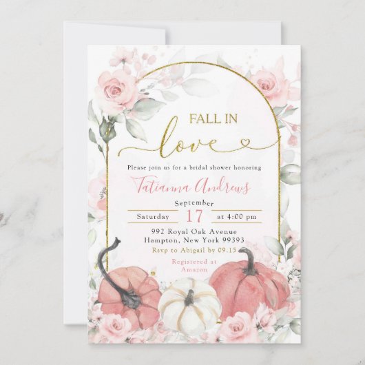 Boho roze bloemenpompoen Herfst in Love Shower Kaart (Voorkant)