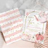 Boho roze bloemenpompoenthee voor twee Herfsten Kaart