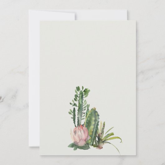 BOHO ROZE BLOEMENWOESTIJN CACTUS LOOF WATERVERF SAVE THE DATE (Achterkant)