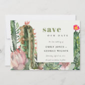 BOHO ROZE BLOEMENWOESTIJN CACTUS LOOFWERK WATERVER SAVE THE DATE (Voorkant)