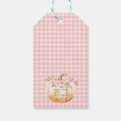 Boho roze bloemig klein pompoen Baby shower Cadeaulabel (Achterkant)