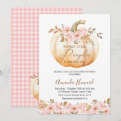 Boho roze bloemig klein pompoen Baby shower Kaart (Voorkant / Achterkant)