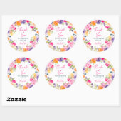 Boho roze bloemige bedank je bruidsdouche ronde sticker (Vel)