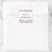 Boho Roze Bloemige Bruiloftsshower Rond  Vierkante Sticker (Tas)