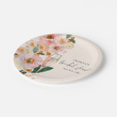 Boho Roze Bloemige Champagne Bruidsdiner Papieren Bordje (Gekanteld)