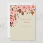 Boho Roze Bloemige Herfst Bamboe Bruiloft Kaart (Achterkant)