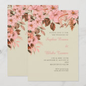 Boho Roze Bloemige Herfst Bamboe Bruiloft Kaart (Voorkant / Achterkant)
