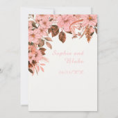 Boho Roze Bloemige Herfst Off White Trouw Kaart (Achterkant)