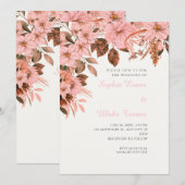 Boho Roze Bloemige Herfst Off White Trouw Kaart (Voorkant / Achterkant)