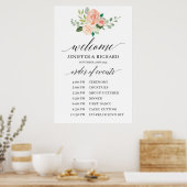 Boho roze bloemige huwelijksvolgorde poster (Keuken)