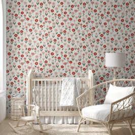 Boho Roze Bloemige Naadloos Patroon Behang