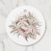 Boho Roze Bloemige Pompoen 1e Verjaardag Bedankjes Labels (Achterkant)