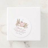Boho Roze Bloemige Pompoen 1e Verjaardag Bedankjes Labels (In situ)