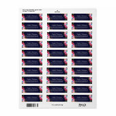 Boho Roze Bloemige Trouw Navy Retouradres Label (Full Sheet)
