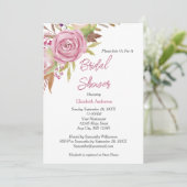 Boho Roze Bloemige Waterverf Elegante Bruiloft Bor Kaart (Staand voorkant)