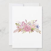 Boho Roze Bloemige Waterverf Elegante Bruiloft Bor Kaart (Achterkant)