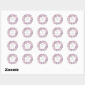 Boho Roze Bloemige Waterverf Trouw Ronde Sticker (Vel)