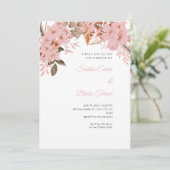 Boho Roze Bloemige Winter Witte Trouw Kaart (Staand voorkant)
