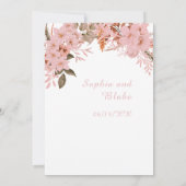 Boho Roze Bloemige Winter Witte Trouw Kaart (Achterkant)