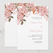 Boho Roze Bloemige Winter Witte Trouw Kaart (Voorkant / Achterkant)