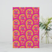Boho Roze Bloemmotief Briefpapier (Staand voorkant)