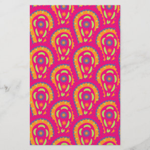 Boho Roze Bloemmotief Briefpapier
