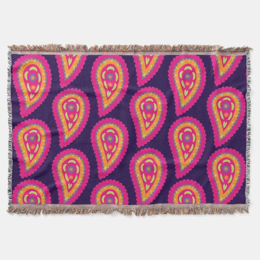 Boho Roze Bloemmotief Deken (Voorkant)