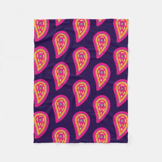 Boho Roze Bloemmotief Fleece Deken (Voorkant)