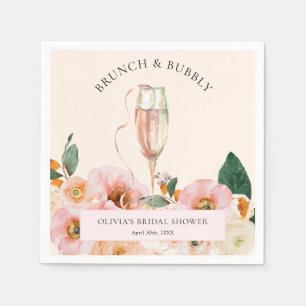 Boho Roze Bloemrijke Brunch & Mousserende Wijn Servet