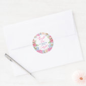 Boho roze bloemrijke dank je wel bruidsmeisje klas ronde sticker (Envelop)