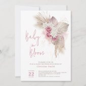 Boho Roze Bloemrozen Waterverf Baby Shower Kaart (Voorkant)