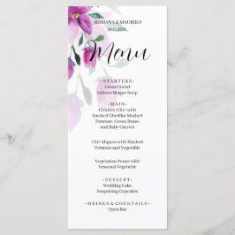 Boho Roze Bloemschildering Aquarel Handgeschilderd Menu