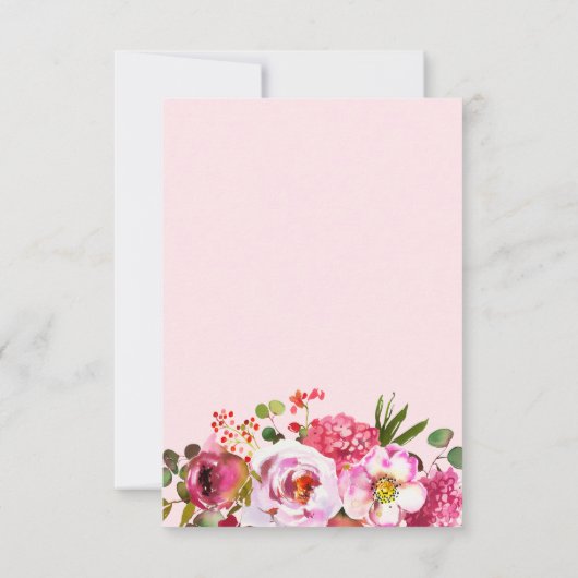 Boho Roze Bloemtypografie Trouw RSVP kaart (Achterkant)