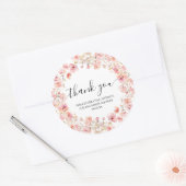 BOHO ROZE BLUSH WATERVERF BLOEMENKRANS RONDE STICKER (Envelop)